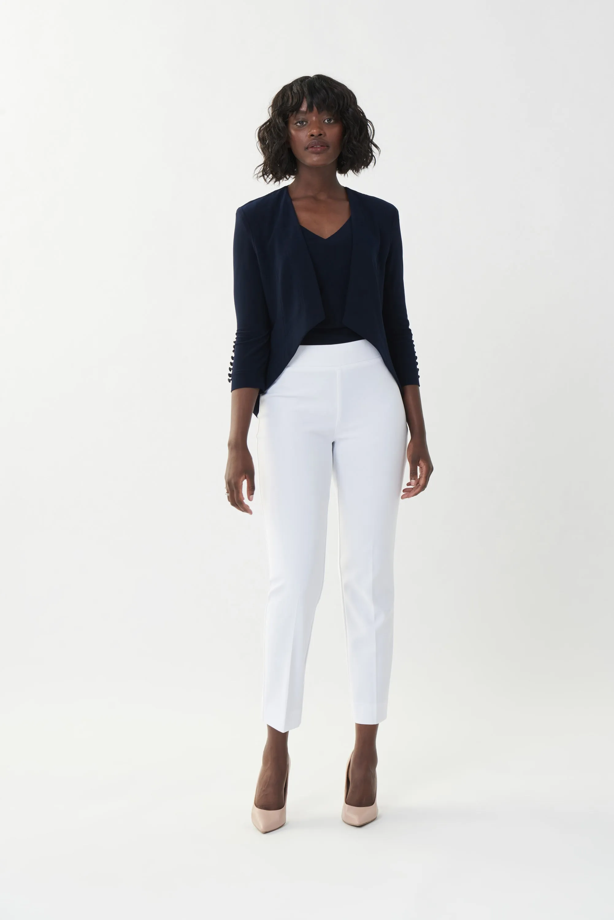 143105NOS Joseph Ribkoff Crop Flared Vanilla Trousers