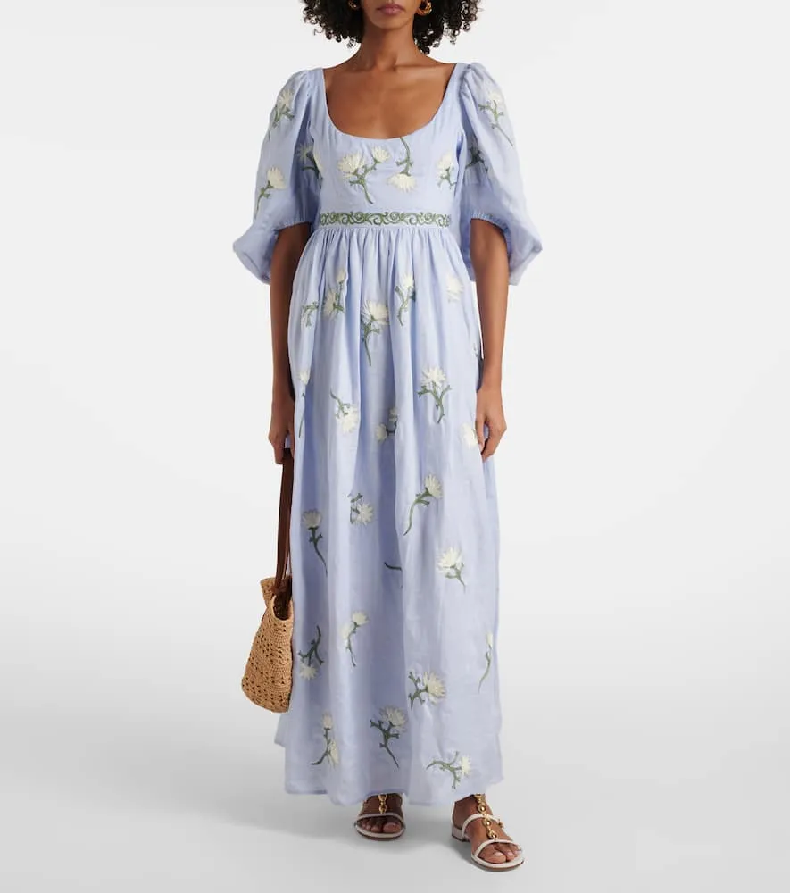 Agua by Agua Bendita Viviane floral linen maxi dress