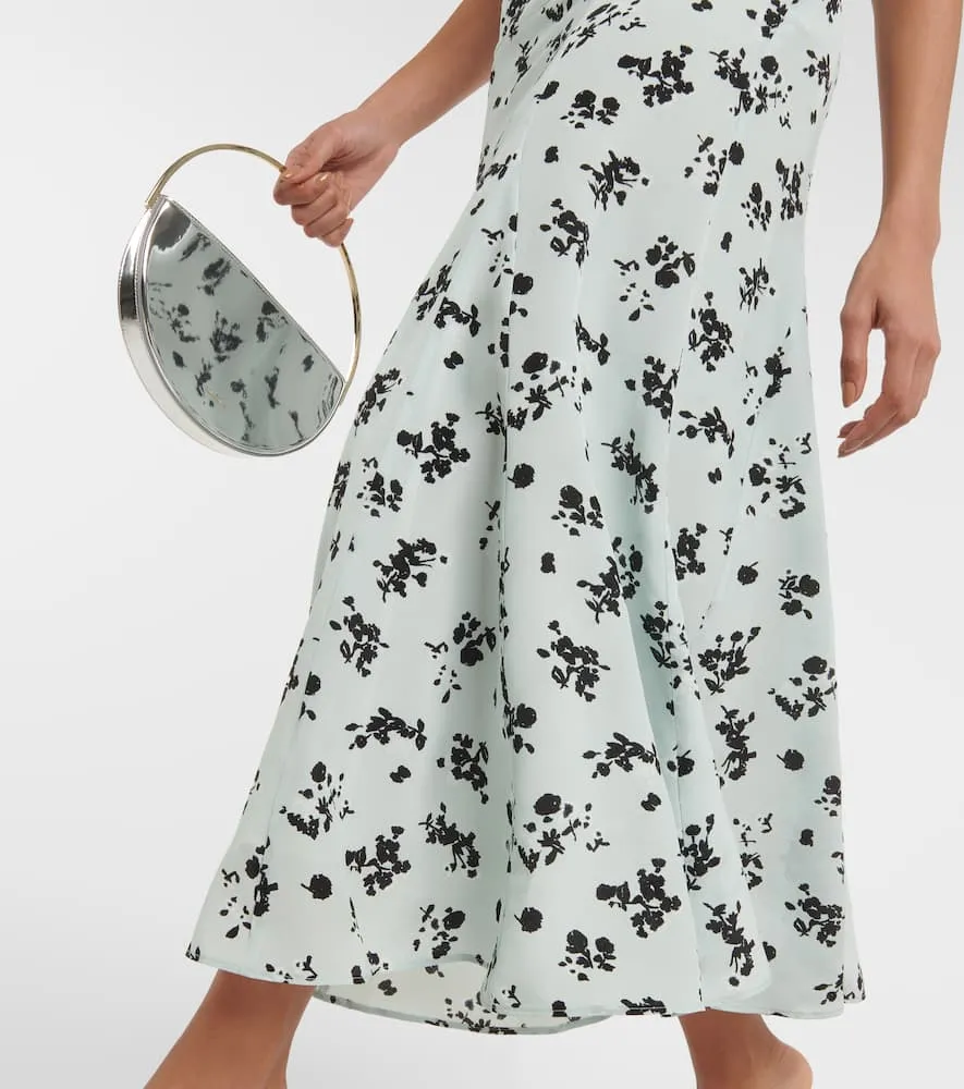 Alessandra Rich Floral puff-sleeve silk maxi dress