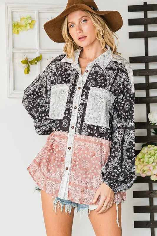 Bandana Print Button Down Relaxed Fit Button Down Made in USA