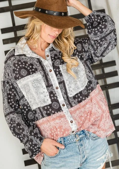 Bandana Print Button Down Relaxed Fit Button Down Made in USA