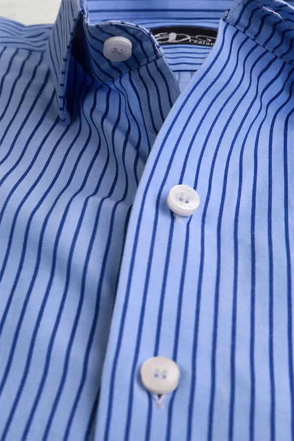 Blue Vertical Stripes Formal Shirt