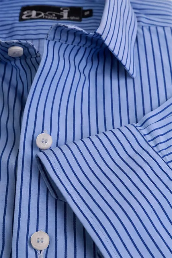 Blue Vertical Stripes Formal Shirt