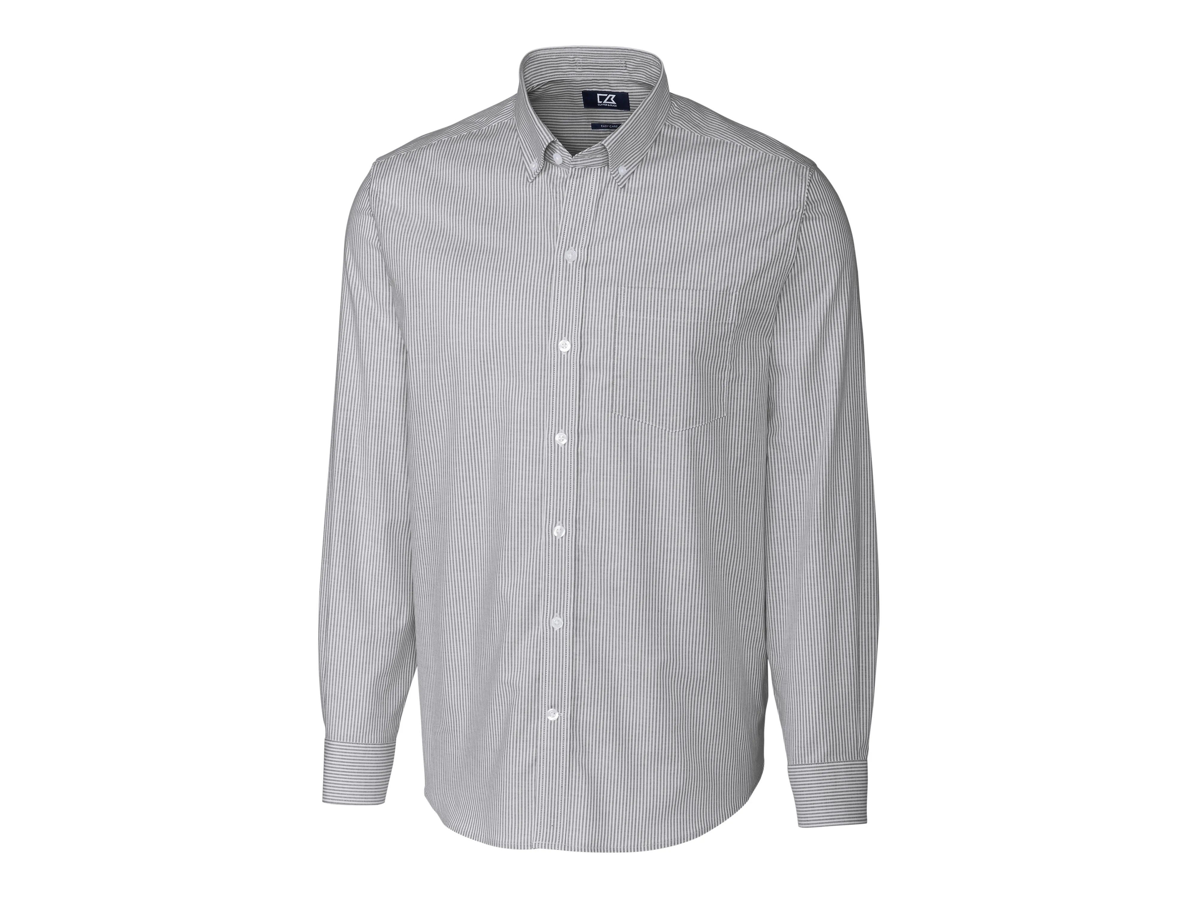 Cutter & Buck Stretch Oxford Stripe Mens Big and Tall Long Sleeve Dress Shirt