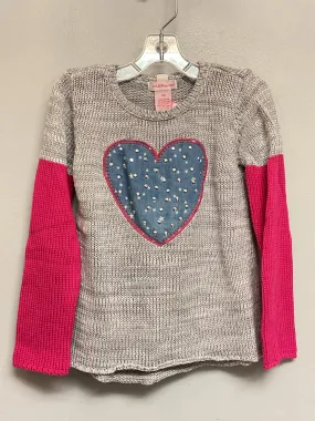 Design History Size 6 Gray & Pink Heart Rayon Blend Girls Sweaters & Vests