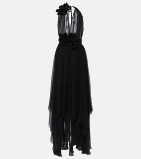 Dolce&Gabbana Floral-appliqué silk chiffon gown