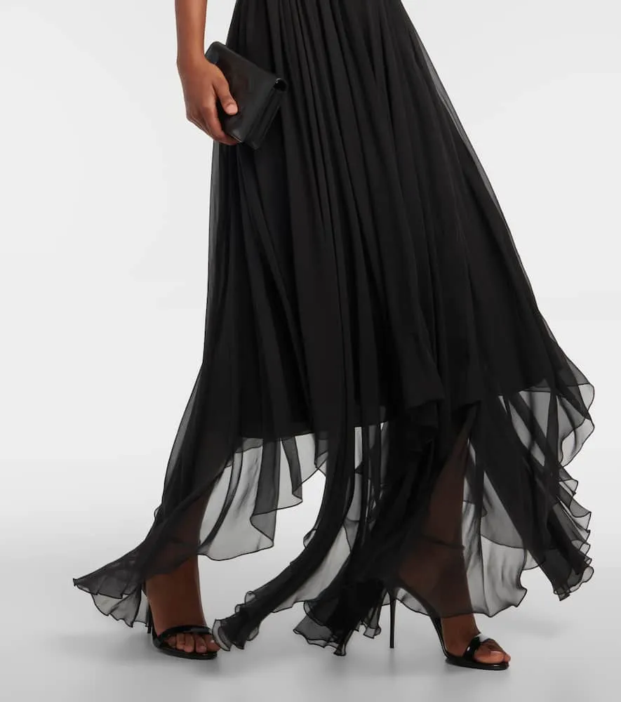 Dolce&Gabbana Floral-appliqué silk chiffon gown