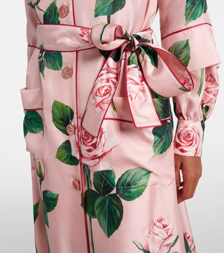 Dolce&Gabbana Floral belted silk satin maxi dress