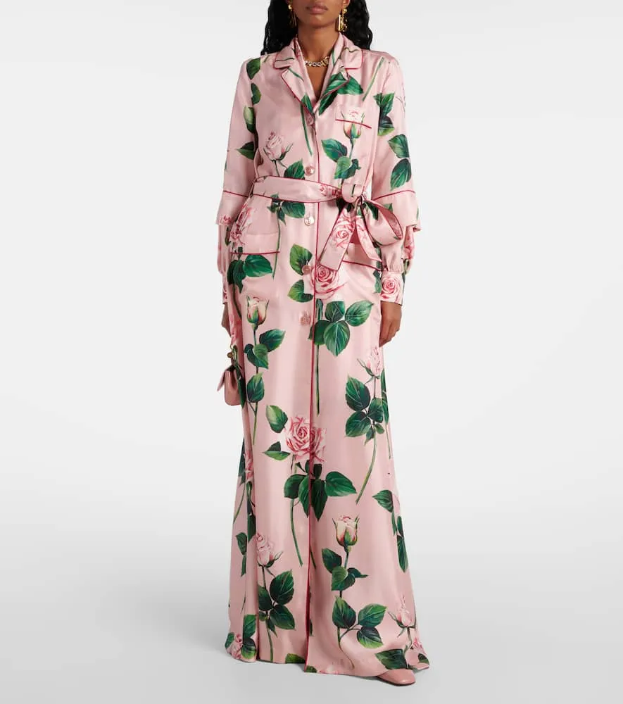 Dolce&Gabbana Floral belted silk satin maxi dress