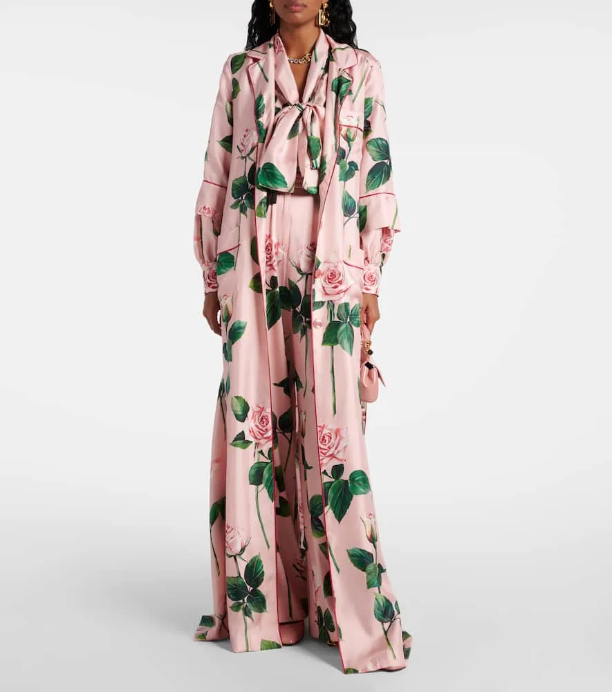 Dolce&Gabbana Floral belted silk satin maxi dress