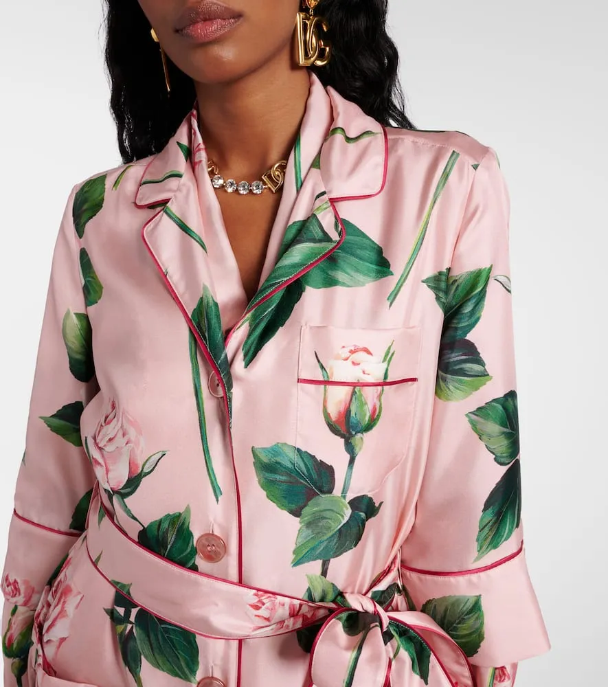 Dolce&Gabbana Floral belted silk satin maxi dress
