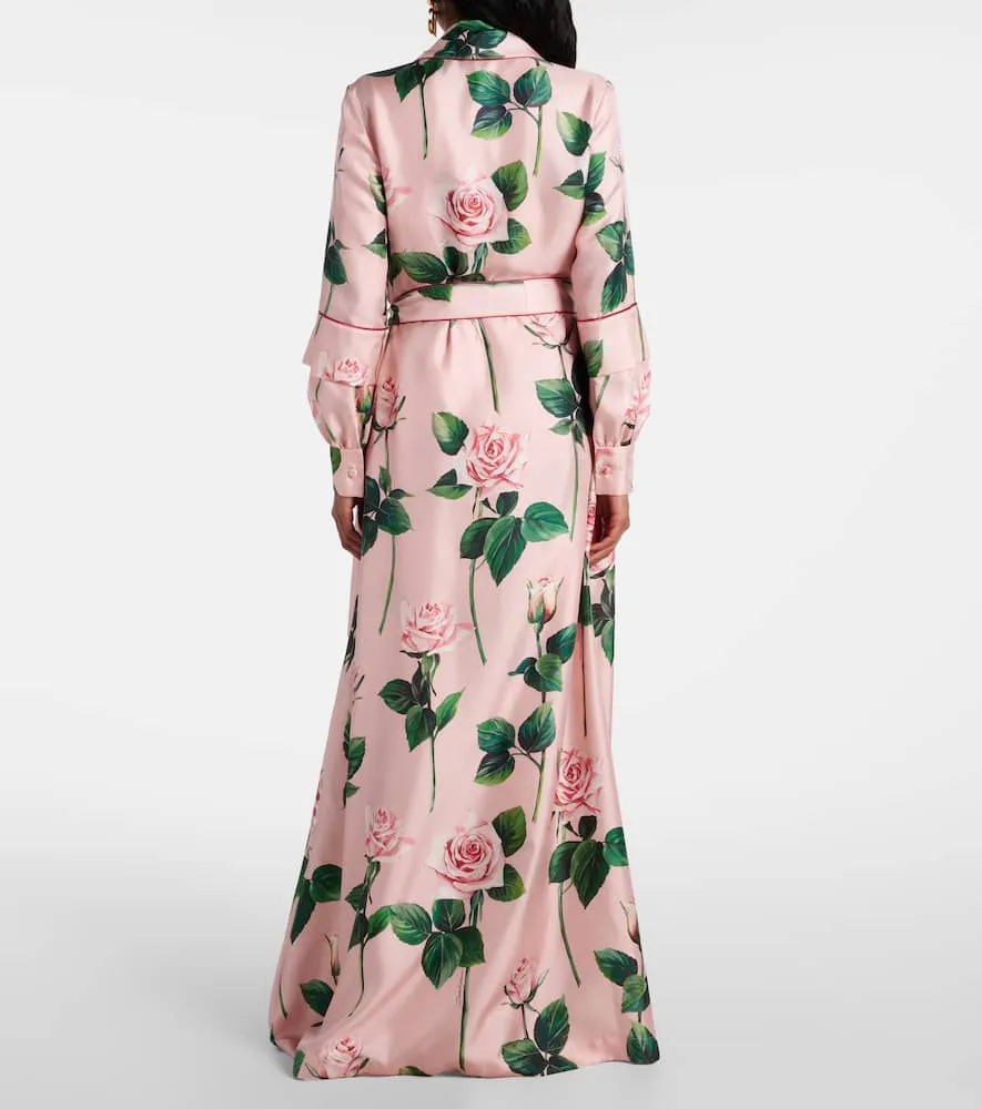 Dolce&Gabbana Floral belted silk satin maxi dress