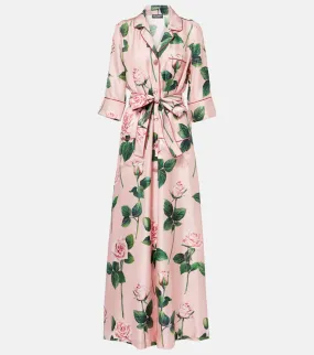 Dolce&Gabbana Floral belted silk satin maxi dress