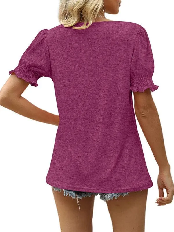 Elegant Knit Peplum Top with Statement Puff Sleeves