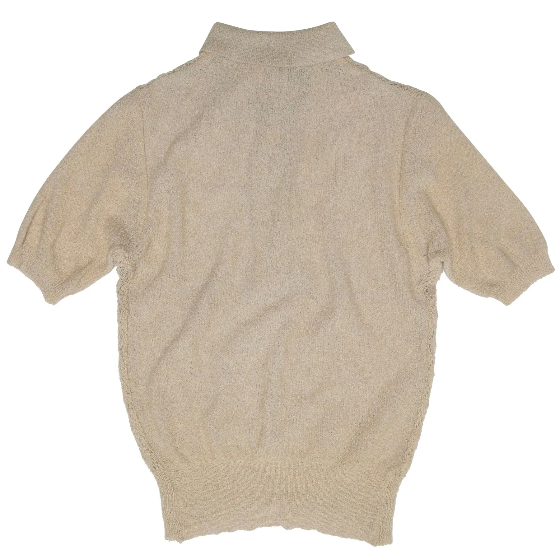 Eyelet Diamond Lace Knit Polo Sweater