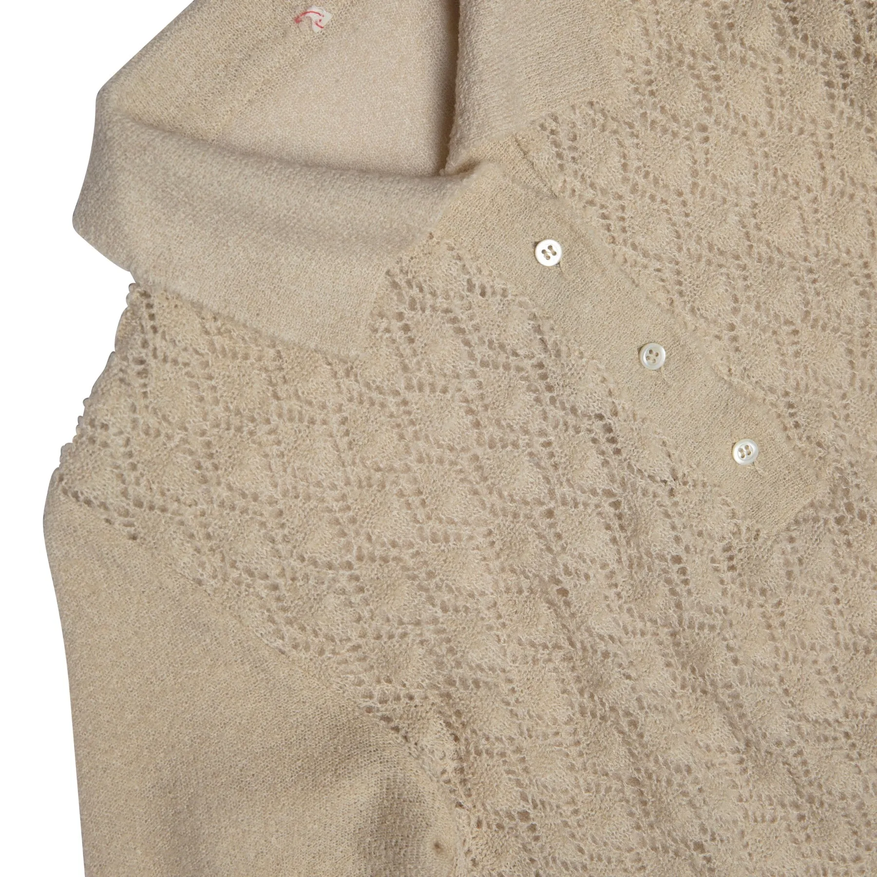 Eyelet Diamond Lace Knit Polo Sweater