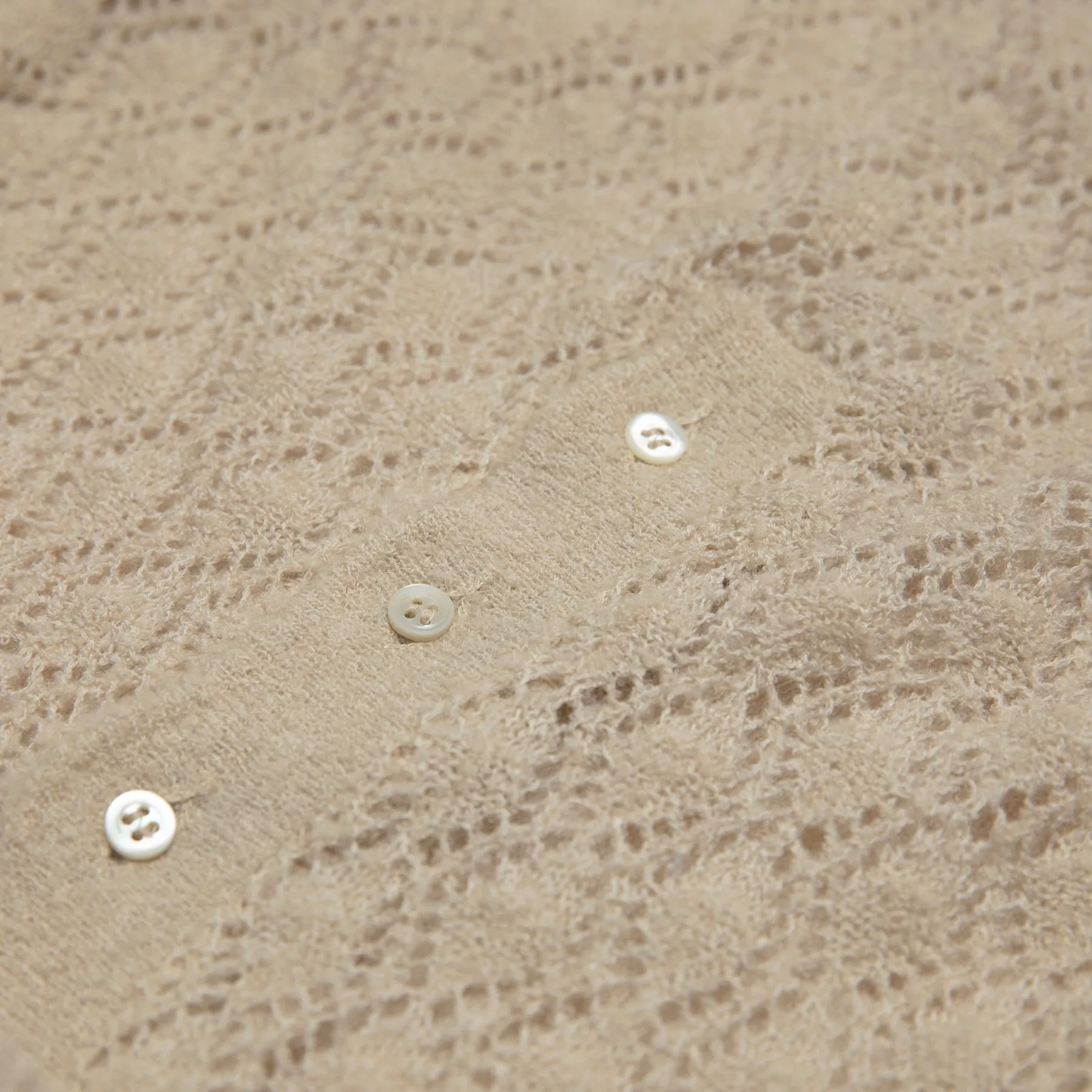 Eyelet Diamond Lace Knit Polo Sweater