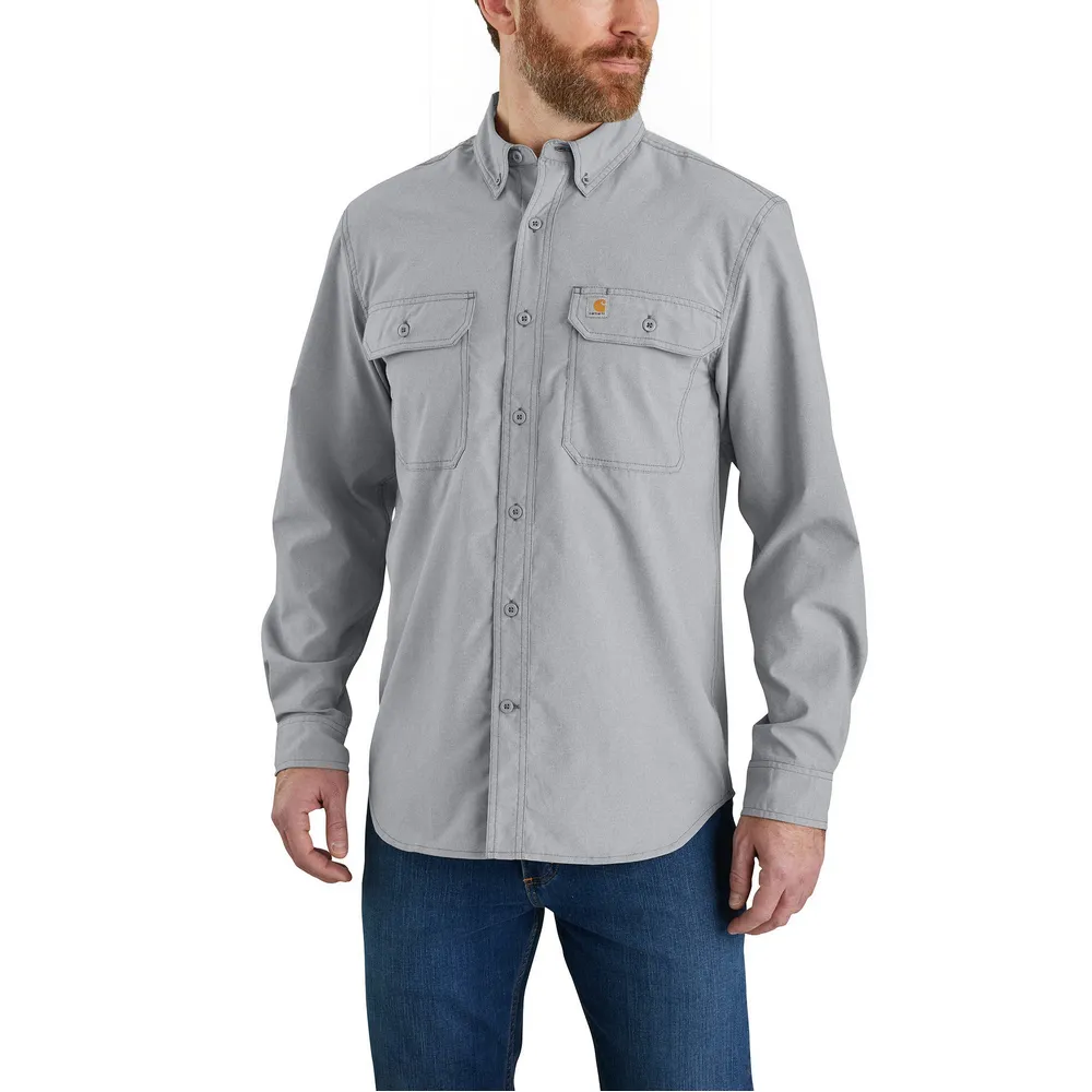 Force Relaxed Fit Lightweight Long- Sleeve Shirt - STL-Steel | Carhartt 105291