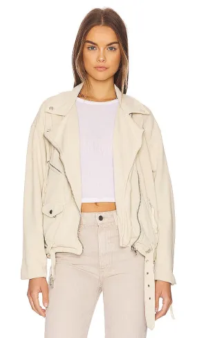 Free People Rebel Rebel Knit Moto Jacket in Cream