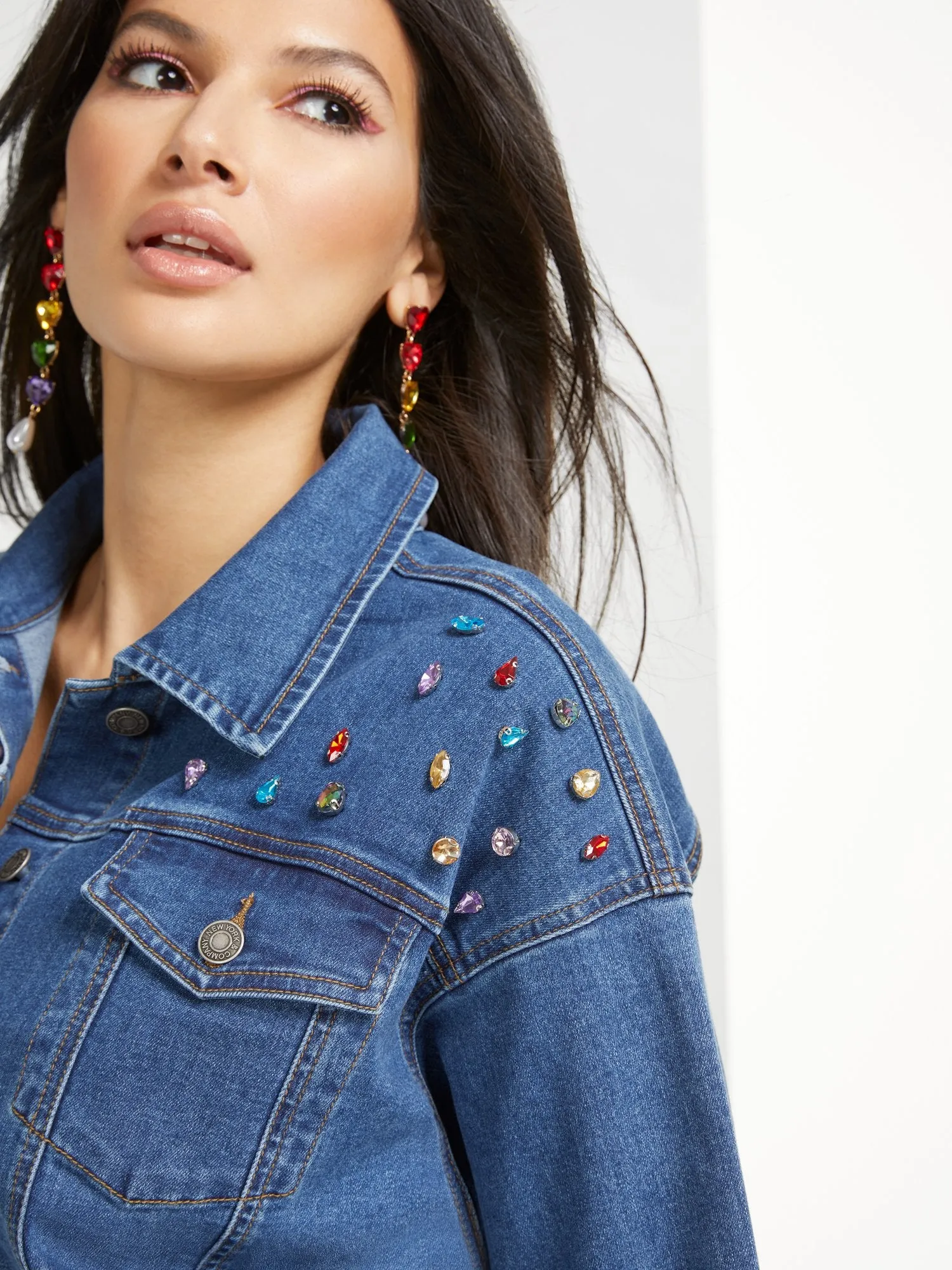 Gemstone-Embellished Denim Jacket