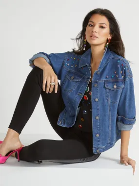 Gemstone-Embellished Denim Jacket