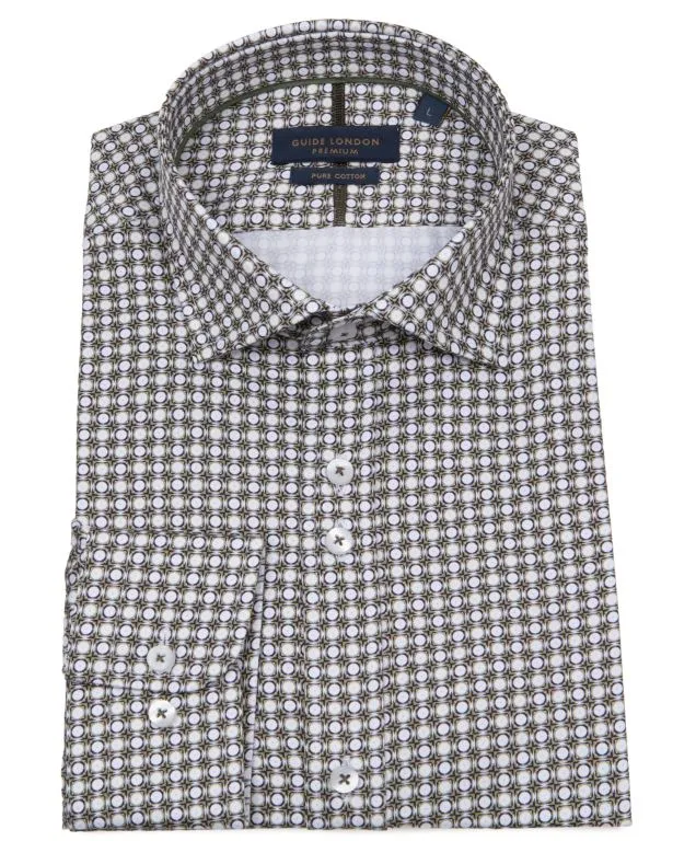 Guide London Green Geo Pattern Long Sleeve Shirt - Ls76947-Green