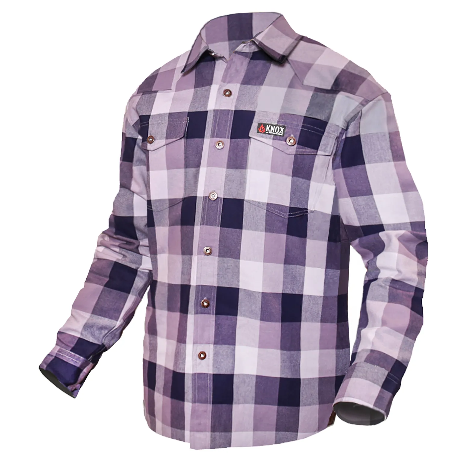 Knox FR Navy Plaid Button-Down Work Shirt