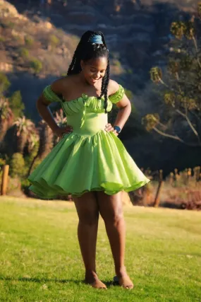 Ladies Sun Dress ~ White, Cream White, Orange & Lime Green
