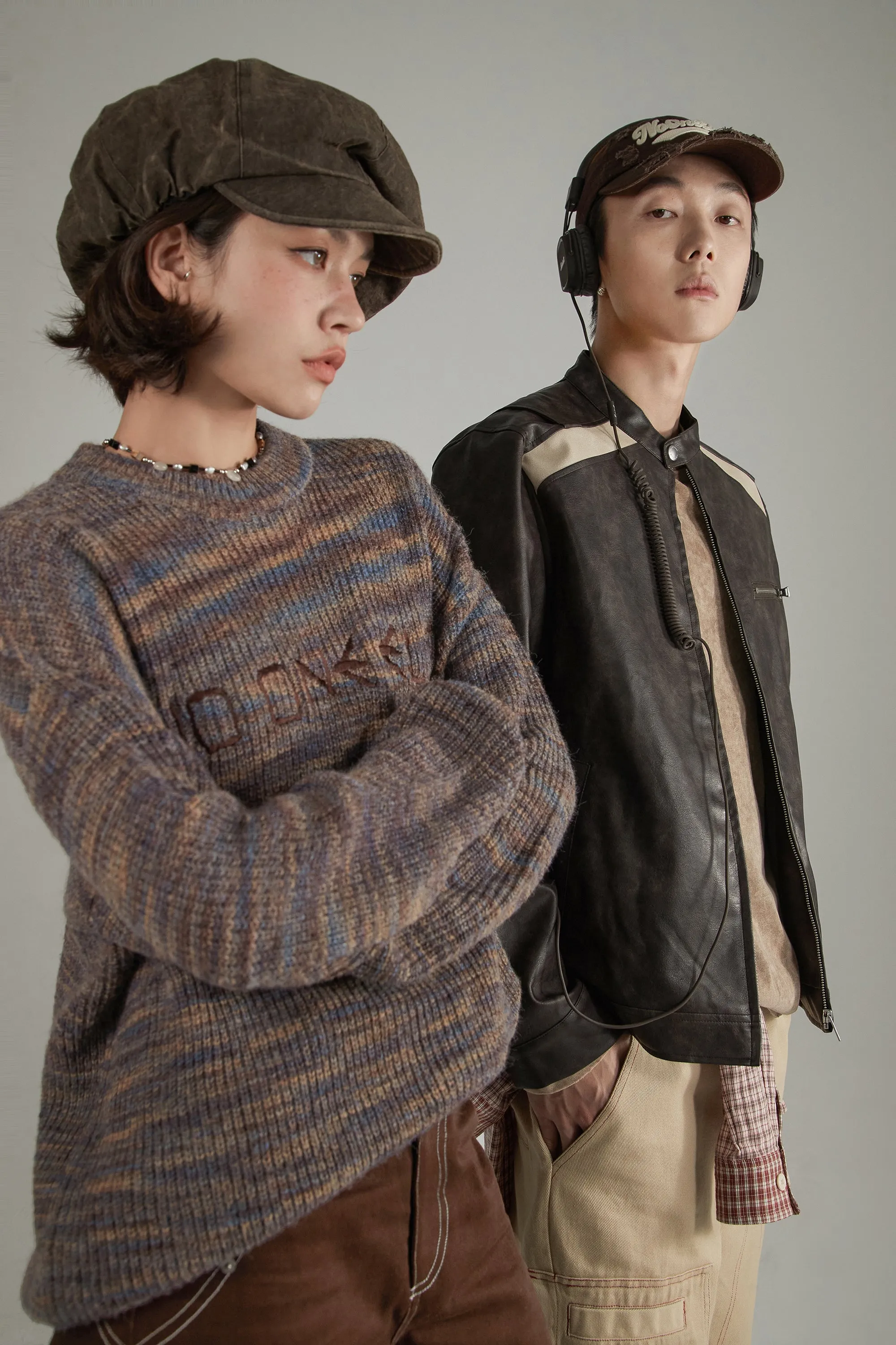 Lettering Vintage Knit Sweater