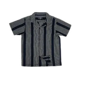 Men's Textured Stripe Black Woven Shirt