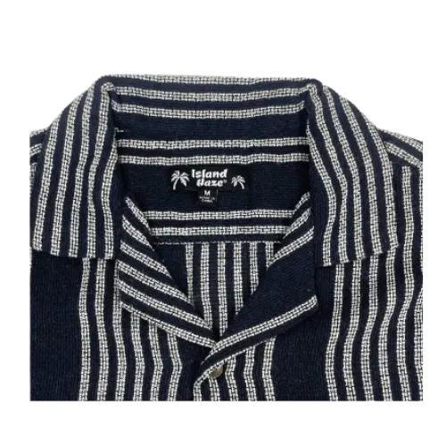 Men's Textured Stripe Black Woven Shirt