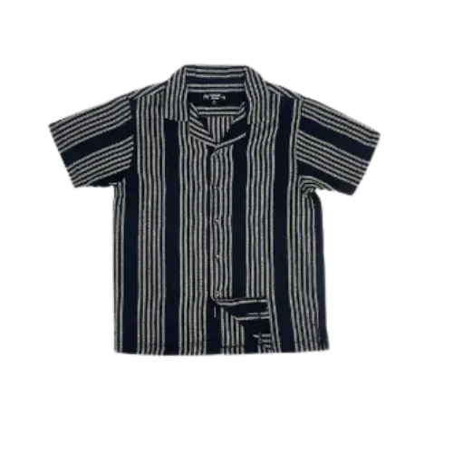 Men's Textured Stripe Black Woven Shirt