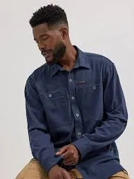 MENS WRANGLER ATG TECHO KNIT SHIRT BLUE NIGHTS