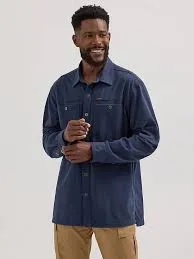 MENS WRANGLER ATG TECHO KNIT SHIRT BLUE NIGHTS
