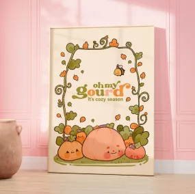 Oh My Gourd Art Print | Autumn Pumpkin Wall Art | Whimsical Halloween Cosy Season Decor