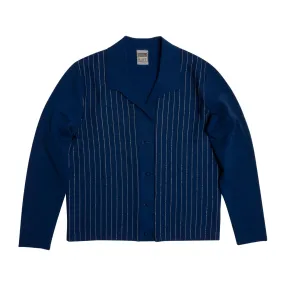 Rib Slip Stitch Oblong Collar Cardigan