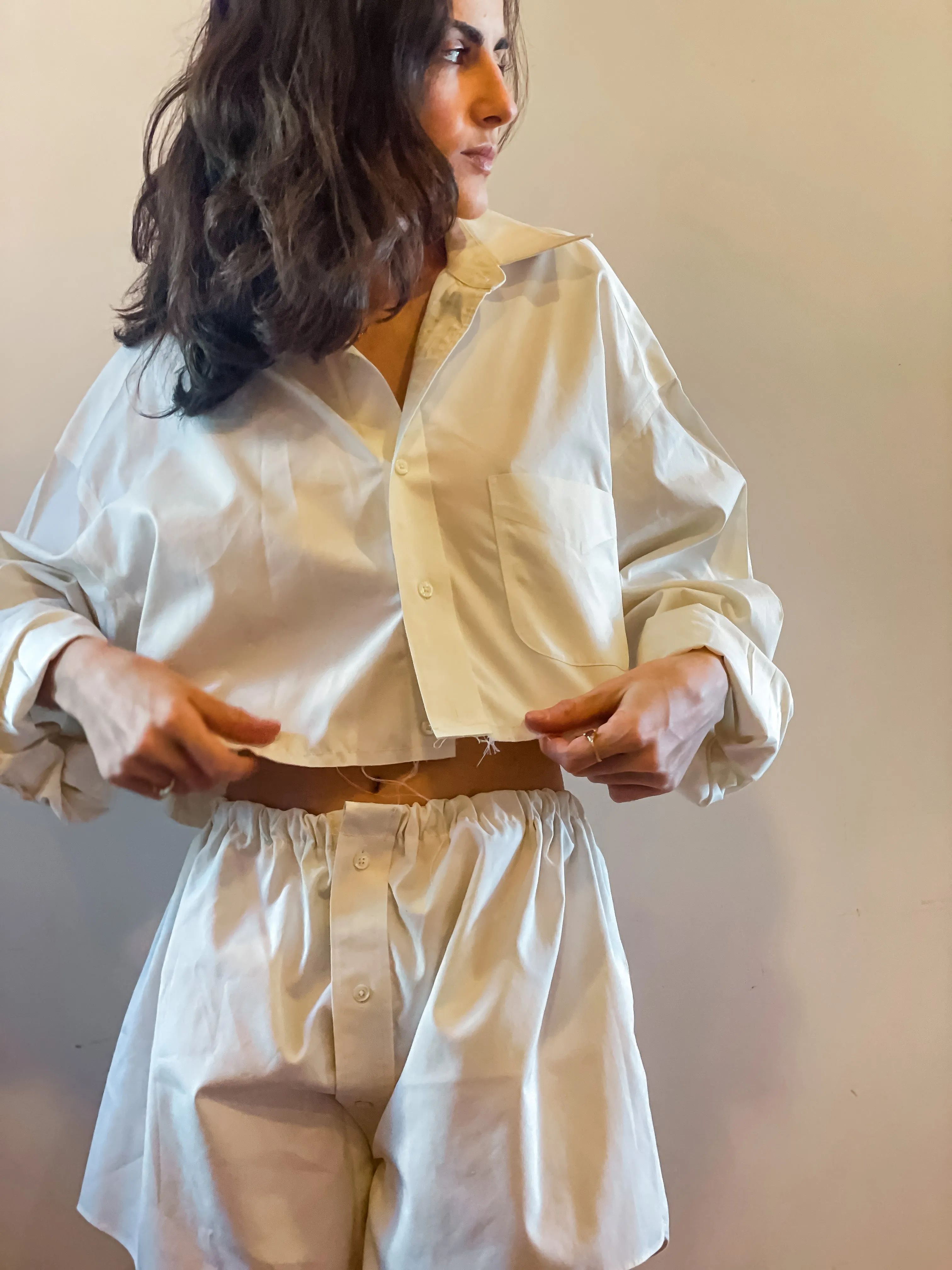 UpcycledNYC X ByBoulukos Button-down Short Set - Bees
