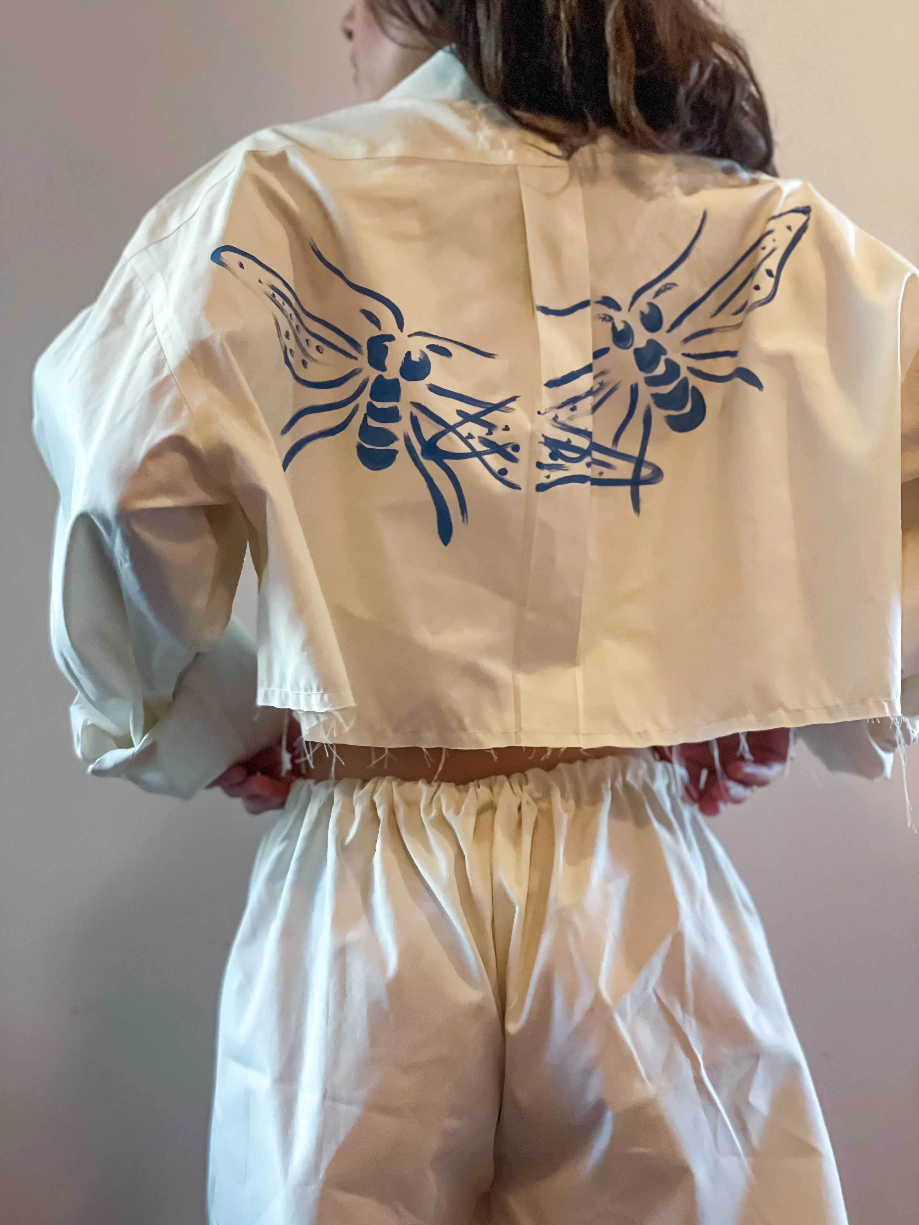 UpcycledNYC X ByBoulukos Button-down Short Set - Bees