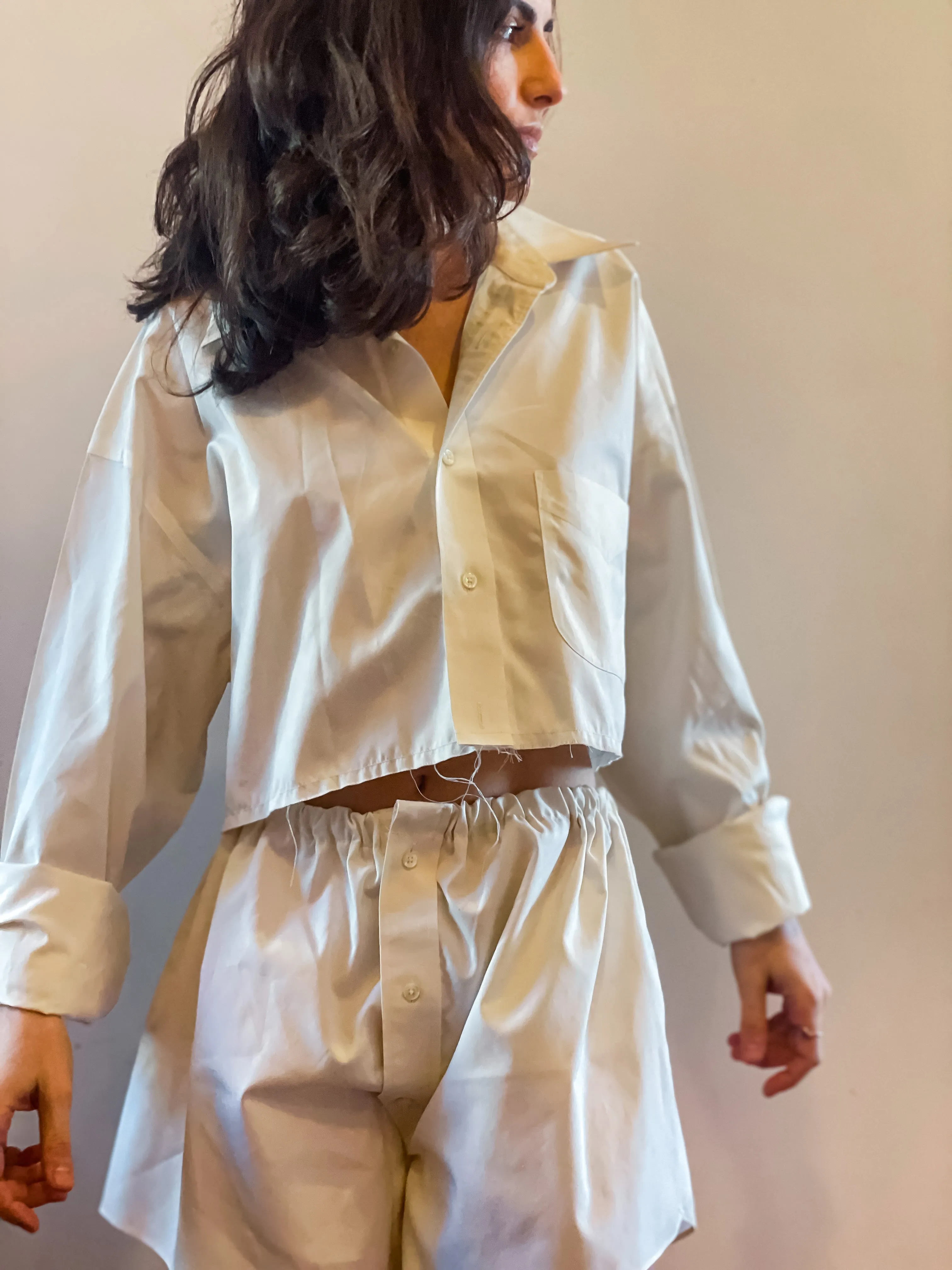 UpcycledNYC X ByBoulukos Button-down Short Set - Bees