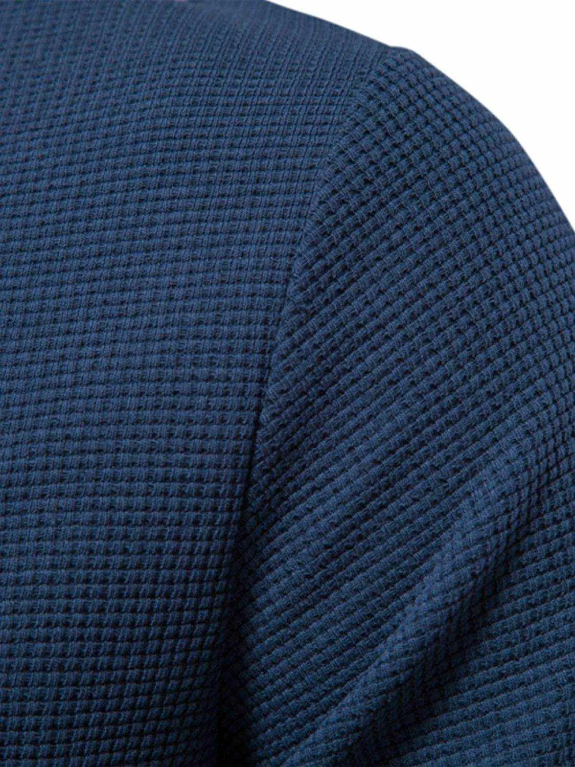 Waffle-Knit Round Neck T-Shirt