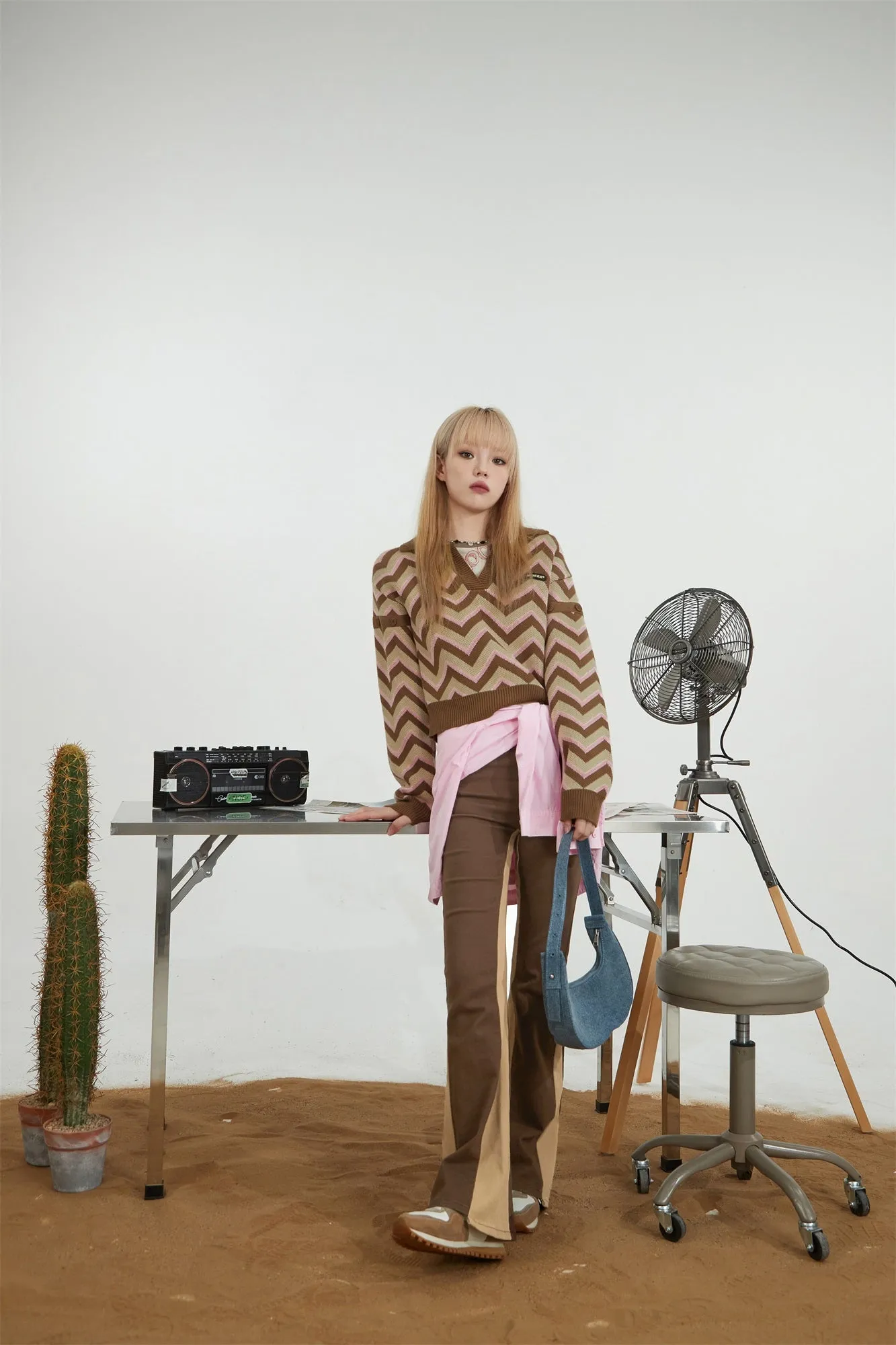 Zig Zag Colored Stripe Knit Sweater